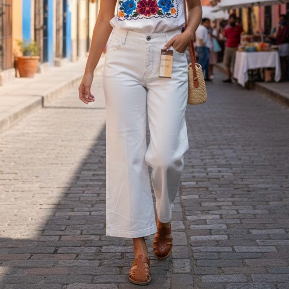 Lee NWT Wide Leg Gaucho Pants Khaki Tan Cream High Rise Boho Utilitycore